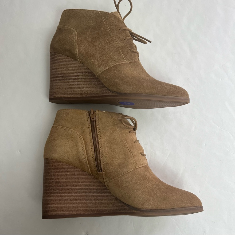 Lucky Brand Women’s Wedge Heel Boots Sz 8.5M Brown Lace Up Inside Zip 3.5” Wedge - Picture 10 of 16
